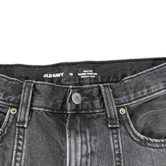 Old Navy Baggy Wide Leg Jeans Kids 18 Black Cargo Skater Grunge - Picture 9 of 10